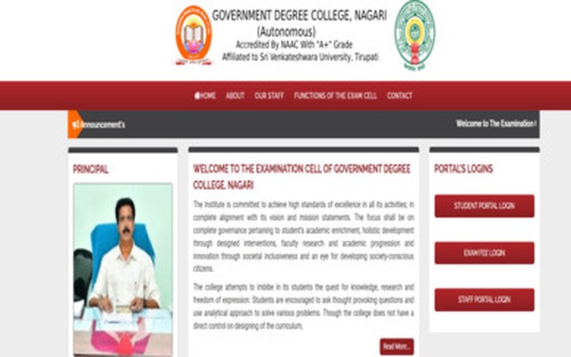 Government Degree College, Nagari website